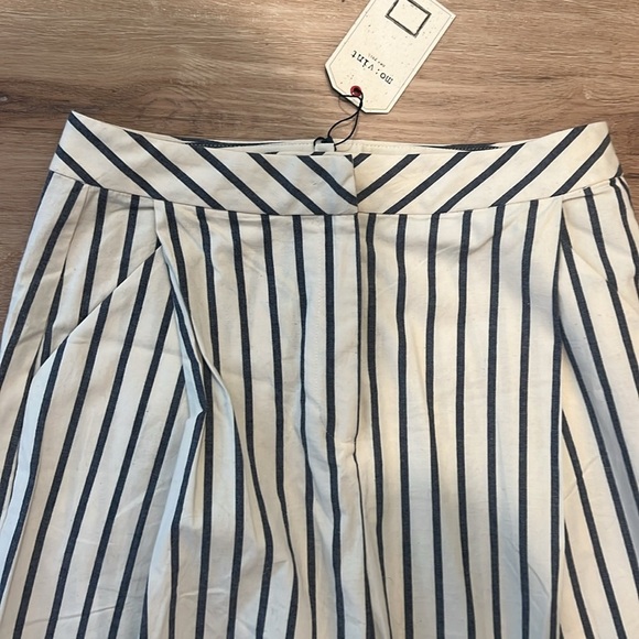 Mo Vint Women Cropped Stripe Wide Leg Pants, Blue Stripe Size - Medium NWT - Picture 3 of 12